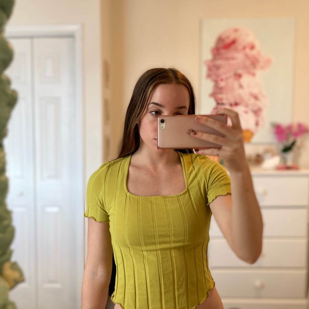 Green scoop neck top American Eagle